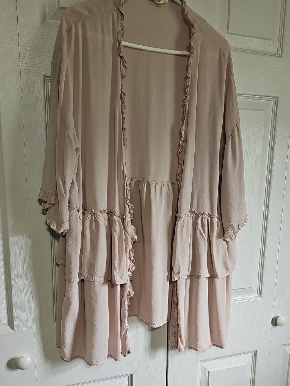 easel Light Blush Ruffle-Trim Kimono Robe - Picture 7 of 7